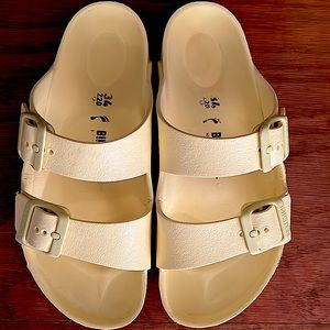 Pale yellow Birkenstocks Eva Birk Flo.